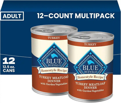 Blue Buffalo Homestyle Recipe Wet Dog Food Paté Variety Pack, Chicken Dinner & Beef Dinner with Garden Vegetables, Made with Natural Ingredients, 12.5-Oz. Can (6 Count, 3 of Each)13
