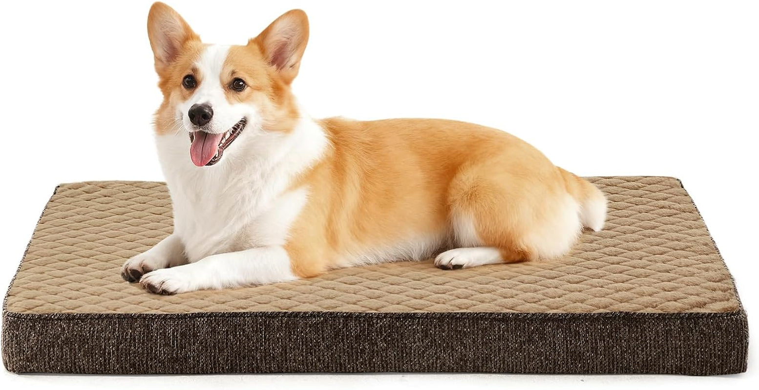 joejoy-orthopedic-xl-dog-bed-for-large-dogs-waterproof-dog-bed-for-crate-with-washable-removable-cover-extra-thick-egg-crate-memory-foam-pet-beds-grey-41x27