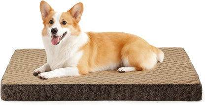 JOEJOY Orthopedic XL Dog Bed for Large Dogs, Waterproof Dog Bed for Crate with Washable Removable Cover, Extra Thick Egg-Crate Memory Foam Pet Beds, Grey, 41"X27"13