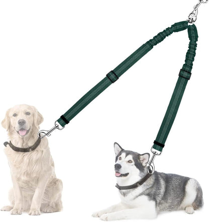 AUTOWT Double Dog Leash, No Tangle 360°Swivel Rotation Reflective Lead Attachment Adjustable Length Dual Two Dogs Lead Splitter, Comfortable Shock Absorbing Walking Training for 2 Dogs11