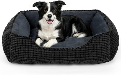 MIXJOY Dog Bed for Large Medium Small Dogs, Rectangle Washable Sleeping Puppy Bed, Soft Calming Cat Beds for Indoor Cats, Orthopedic Pet Sofa Bed, Anti-Slip Bottom with Multiple Size (20'', Grey)10