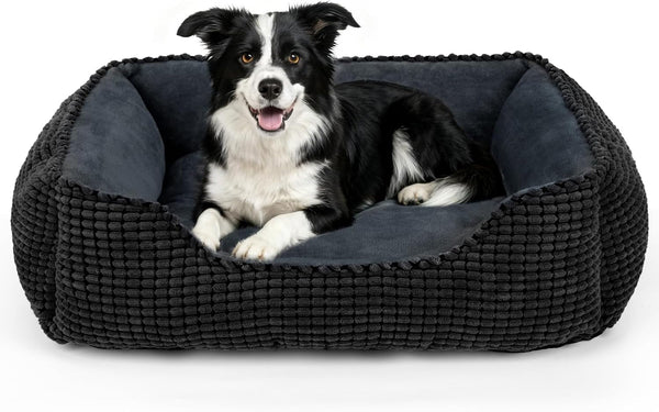MIXJOY Dog Bed for Large Medium Small Dogs, Rectangle Washable Sleeping Puppy Bed, Soft Calming Cat Beds for Indoor Cats, Orthopedic Pet Sofa Bed, Anti-Slip Bottom with Multiple Size (20'', Grey)10
