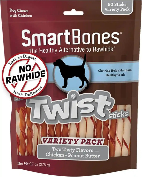 Smartbones Smart Twist Sticks, Rawhide Free Dog Chew Sticks, Made with Real Chicken, 50 Sticks , 9.7 Ounce (Pack of 1)18