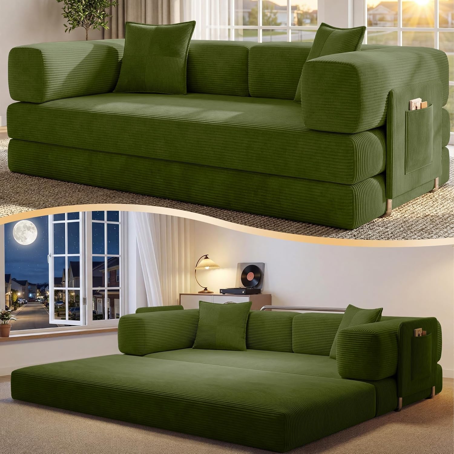 78-8-convertible-futon-sofa-bed-boneless-couch-for-living-room-corduroy-boneless-loveseat-sleeper-sofa-modular-futon-couch-with-storage-pocket-pull-out-couch-no-assembly-green