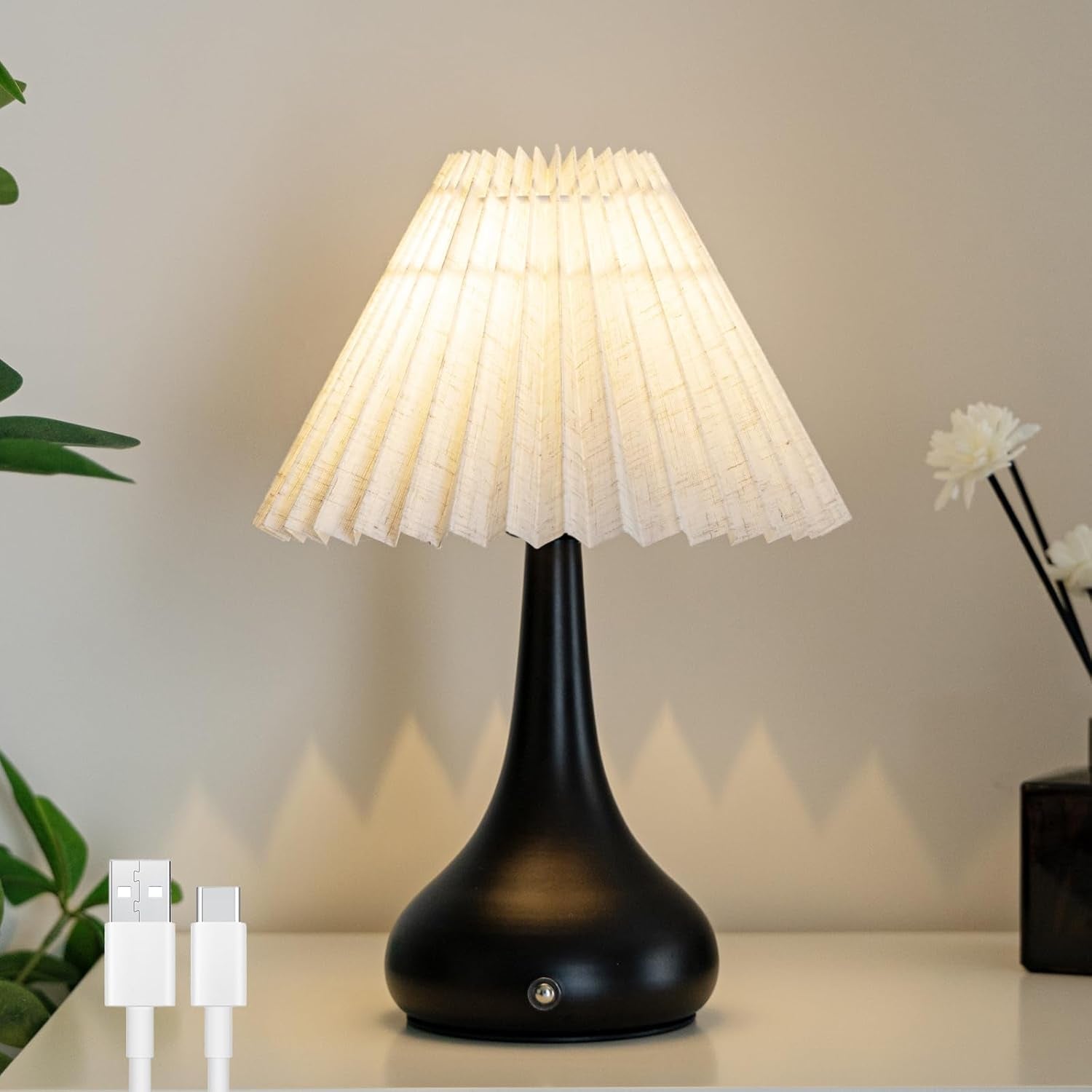 pleated-cordless-table-lamp-1800mah-powered-rechargeable-lamp-battery-operated-dimmable-lamp-wireless-replaceable-led-bulb-linen-shade-for-kitchen-bedside-tabletop-metal-base-white