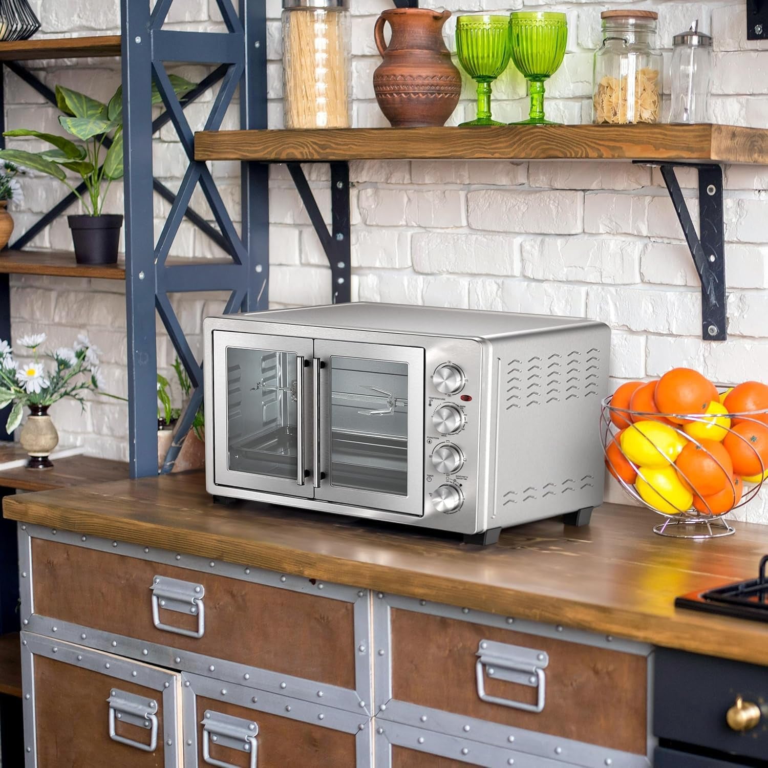 47-6-quart-french-door-countertop-convection-oven-with-rotisserie-stainless-steel-toaster-oven-with-timer-bake-tray-and-accessories