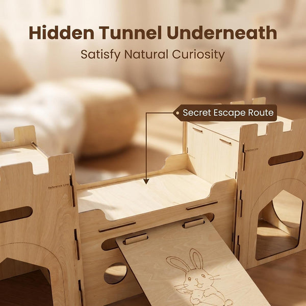 HIIMALEX Extra Large Wooden Bunny Castle House Multistory Climbing Tower Hideout Ventilated Sturdy Habitat for Rabbit Guinea Pig Chinchilla Ferret9