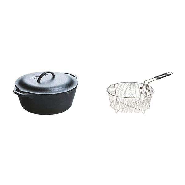 Cast Iron Serving Pot Dutch Oven with Basket and Accessories, Pre-Seasoned, 7-Quart1