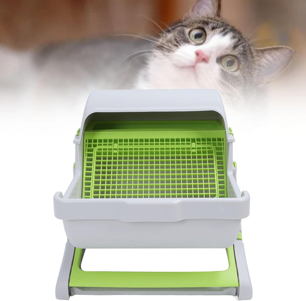 Self Cleaning Cat Litter Box Enclosure Semi Automatic, PP Plastic Easy Assembly Tipping Bucket Style Large Kitty Litter Box for Indoor Cats7