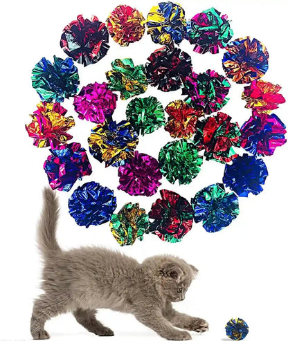 PET SHOW 20 Pcs Cat Crinkle Toy Ball 2.5Inch Mylar Cat Pounce Chase Toys Colorful Paper Ball Chase Training Activity for Cats Kittens1