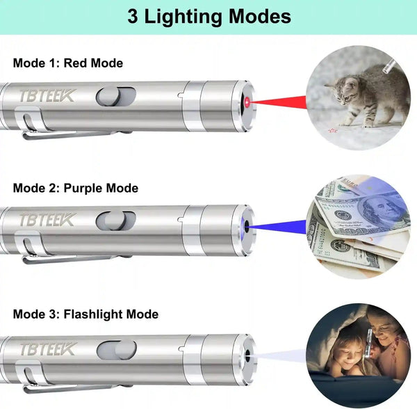 Tbteek Cat Toys, Rechargeable, 3 Light Modes & 5 Fun Patterns, Portable Interactive Kitten Pet Dog Cat Mouse Toy for Fun Chase Play Exercise3