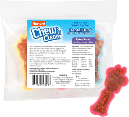 Hartz Chew 'N Clean Dental Duo Dog Treat & Chew Toy, Color Varies, Extra Small, 6 Count1