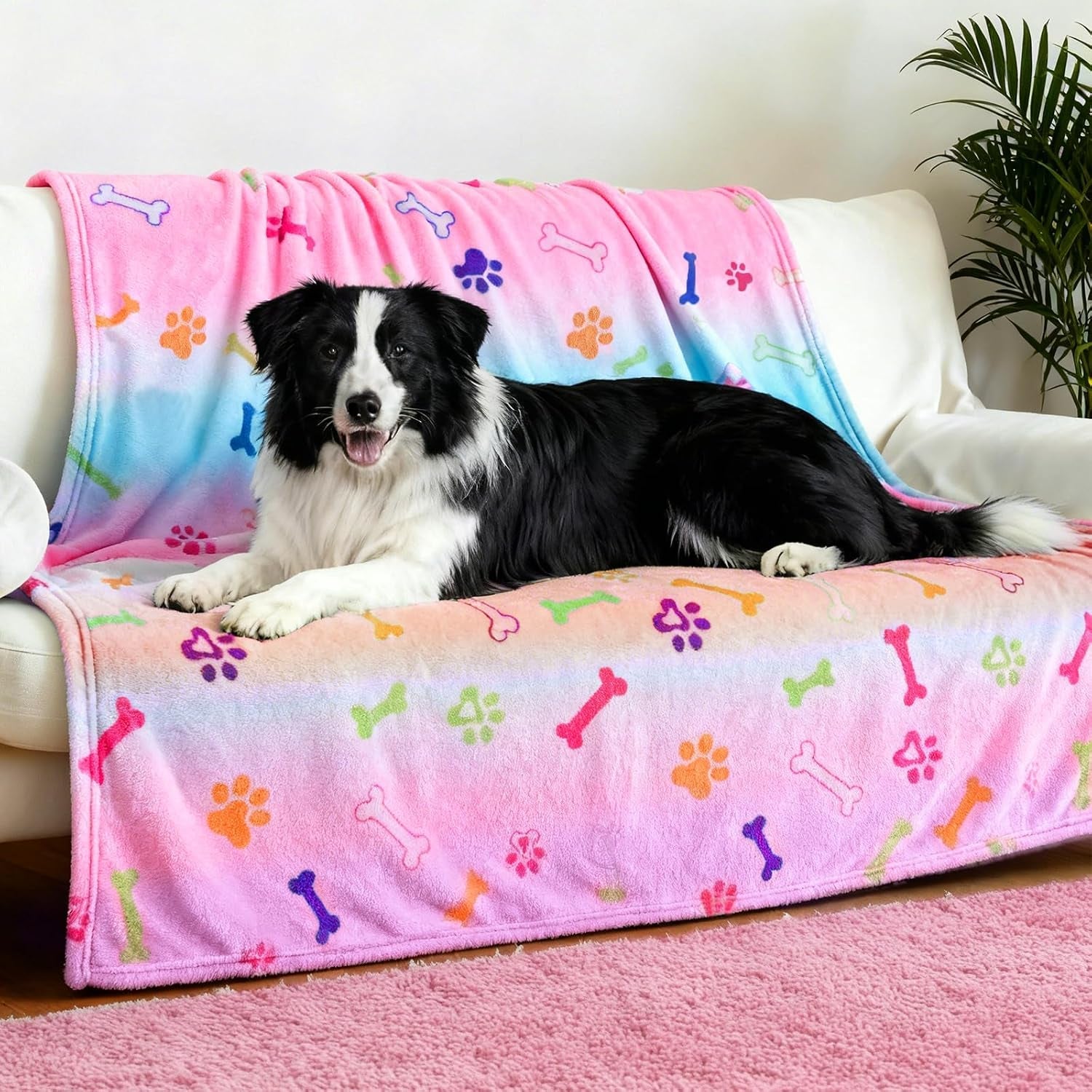 rezutan-blanket-for-large-dogs-cat-flannel-washable-soft-pet-mat-throw-cover-for-kennels-beds-sofas-furniture-protection-cute-paw-pattern-black-50x40-inch