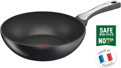 Tefal Unlimited On, Premium Cookware, 28 Cm Wok Pan, Uk'S Longest Lasting Non-Stick, Frying Pan, Heat Indicator, Induction Hob Compatible, Dishwasher Safe, Aluminium, Black, G25919AZ4