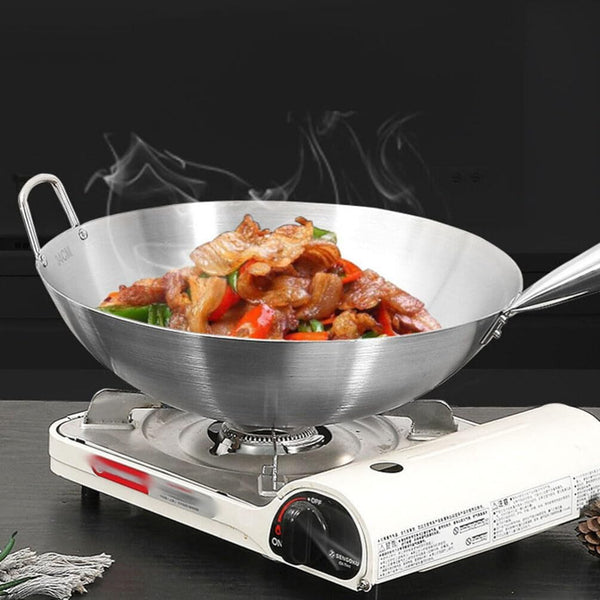 Stainless Steel Wok, 13 Stir Fry Pans, Chinese Wok with Wooden and Steel Helper Handle for Induction, Electric, Gas, All Stoves (13 Inch, round Bottom)8