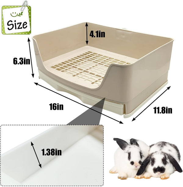 Kathson Large Rabbit Litter Box Trainer, Potty Corner Toilet with Drawer Bigger Pet Pan for Adult Hamster, Guinea Pig, Ferret, Galesaur, Bunny and Other Animals (Brown)2