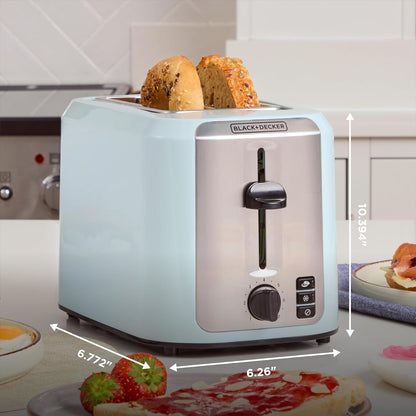 BLACK+DECKER 2-Slice Toaster with Extra-Wide Slots, Surf Spray | Extra-Wide Toaster with 7 Shade Settings, Bagel Mode, Frozen Function and Removable Crumb Tray.9