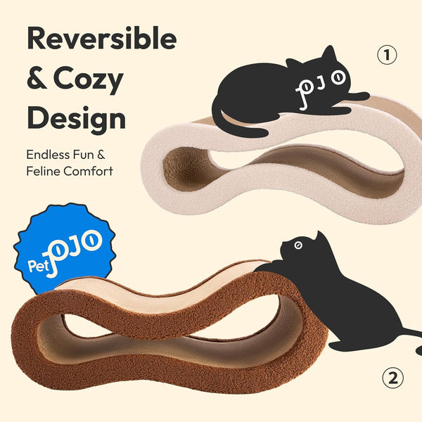 Cloud Lounge Cat Scratching Pad, Reversible Scratch Board with Natural Curves for Freestyle Scratching & Ergonomic Support, Extra Wide Cat Bed for Large Cats, Premium Cardboard & Cozy Fabric7