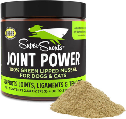 Joint Power Supplement Powder for Dogs & Cats, 2.64 Oz Jar | Joint Supplement Powder Made with 100% Green Lipped Mussels to Support Joints, Tendons, and Ligaments1