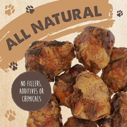 Mighty Paw Naturals Cow Knee Caps Dog Bones, 8 Pack, 100% Natural Beef | Single Ingredient, Dog Bone, Grade A, Baked, Grass-Fed, Hand Packaged in USA, 21G Protein per Serving, Meaty 2-In-1 Chew3