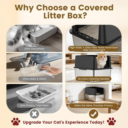 Stainless Steel Cat Litter Box, 11.8" High Sides for Litter Scatter & Urine Spray Control, Easy to Clean Non-Stick Litter Pan, Low Entry for Kittens, Small Cats, Compact Space-Saving Design3