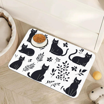 Fish Boho Dog Food Mat for Floors,Ocean Absorbent Quick-Dry Pet Feeding Mat,Cat Dog Bowl Mats for Food and Water,Non-Slip Pet Accessories Supplies 12"X20"16