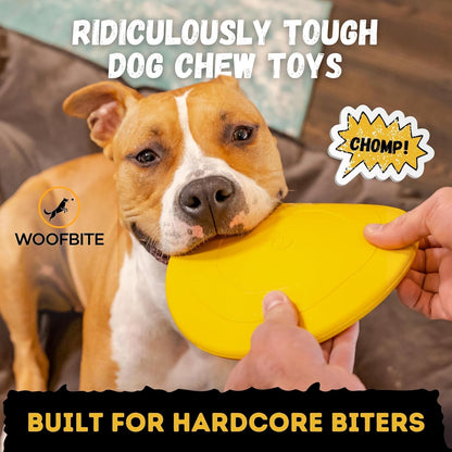 "Indestructible Dog Disc - Lifetime Replacement - Medium & Large Breed - Ultra Durable for Aggressive Chewers - Tough & Strong, Heavy Duty Natural Rubber Toy - Fetch, Tug, & Chew - 8In3