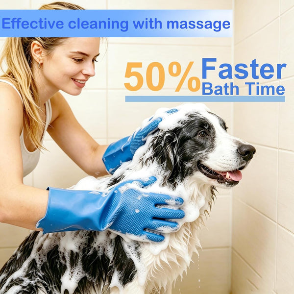 Silicone Pet Grooming Gloves Dog Washing Gloves for Bathing Massaging | 3,000 Soft Bristles, Non-Slip & Extended Sleeves, Heat Resistant & Dishwasher Safe, for Cats and Dogs, Home/Car Cleaning2