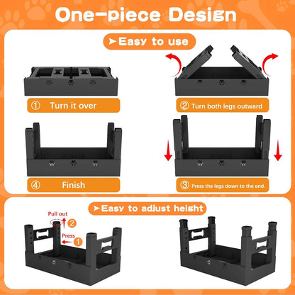 Elevated Dog Bowls with 2 Stainless Steel Bowls, 5-Height Adjustable Stand (3.1", 9" to 12"), for Improved Digestion & Neck Support, Easy Clean, Non-Slip Base Raised Feeder for Medium Large Dogs6