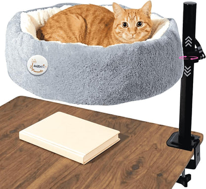 Cat Desk Bed, XL, Reversible 2-Tone, Adjustable, Light Gray9