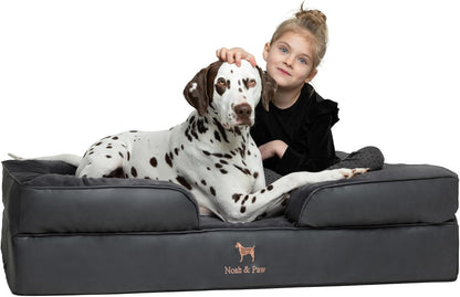 NOAH & PAW Large Dog Bed, 35X25X11 Inch, Orthopedic Dog Beds, Eggshell Memory Foam Infused with Cooling Gel, Inner Cover, Water Resistant, Machine Washable (Faux Leather)39