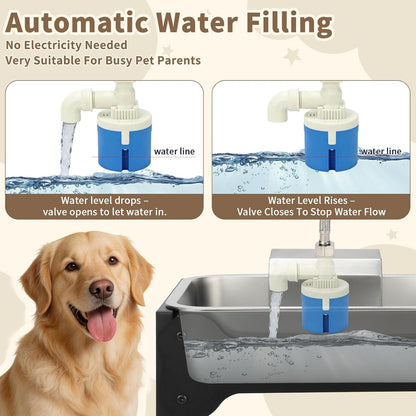 YUEPET Dog Water Bowl Dispenser, Automatic 3 Gallon Elevated Dog Bowl | Auto-Fill Float Valve, 4 Adjustable Heights, 3 Gallon Capacity, Stainless Steel Bowl, Outdoor Use, Dogs, Sheep and Goats3