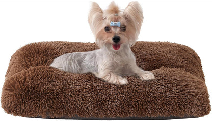EHEYCIGA Fluffy Dog Crate Bed for Extra Large Dogs, Plush Faux Fur Pad, Calming anti Anxiety XL Bed for Crate, Washable Soft Warm Dog Mat with Non-Slip Bottom, Grey46
