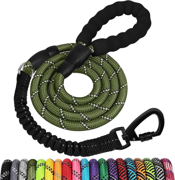 Long Dog Leash 15 FT: Heavy Duty Rope Leashes for Dogs Training with Swivel Lockable Hook Reflective Threads Bungee and Padded Handle - Dog Lead for Large Small Medium Dogs outside Walking Hiking40