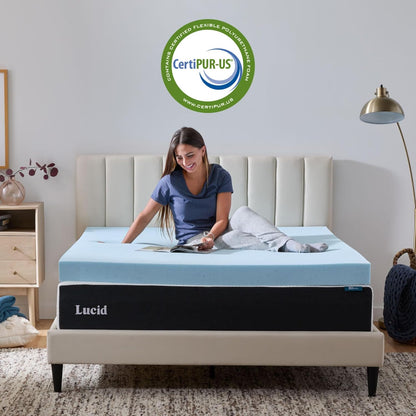 4 Inch Memory Foam Mattress Topper, Twin XL Size – Cooling Gel Bed Topper – Preassure-Relieving Ultra Plush Feel – Ventilated Breathable Design – Certipur Certified - Dorm Room Essentials5