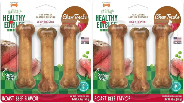 Nylabone Healthy Edibles Dog Treats Variety Pack, Small, 3 Count | Roast Beef, Chicken, & Bacon Flavor, Natural Dog Treats, USA Made, Highly Digestible, Dog Bones for Small Dogs up to 25 Lbs12