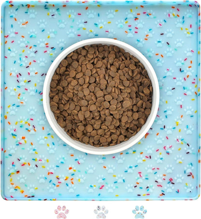Ptlom Pet Placemat for Dog and Cat, Mat for Prevent Food and Water Overflow, Suitable for Small, Medium and Big Pet, 18" 12", Grey, Silicone64