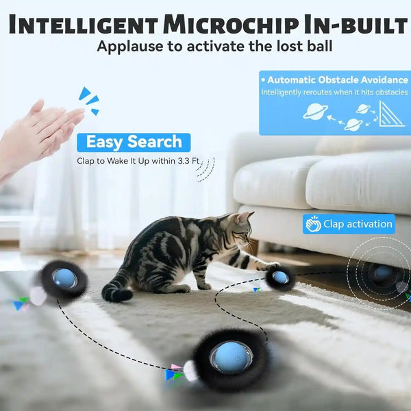ORSDA Cat Toys, Interactive Fast Rolling Ball in Pouch, Hide and Seek for Indoor Cats, Motion Chirping Activated Moving Ball, 7 Holes Mat Mouse Catching Game6