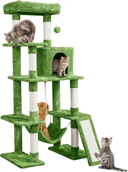 Yaheetech 54In Cat Tree Tower for Large Cats, Multi-Level Condo & Hammock | Sisal Scratching Posts, Roomy Condo Holds up to 22 Lb, a Wide 21-Inch Top Perch Fit Large Cats, Dark Gray13