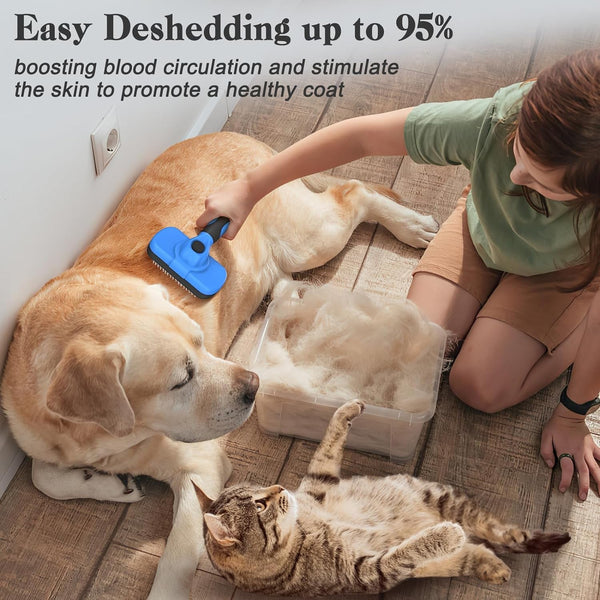 Swihauk Self Cleaning Slicker Brush - Skin Friendly Deshedding Grooming Tool for Dogs & Cats, Suitable for Shedding & Haired Pets, with Pet Supplies Accessories, Blue5