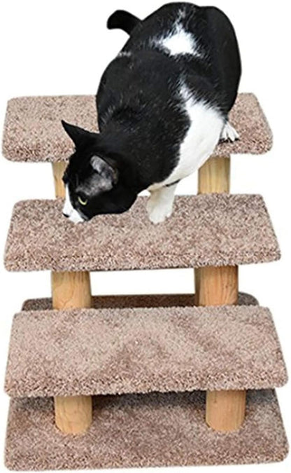 New Cat Condos 110223-Brown Wood Constructed Large Pet Stairs for Cats and Dogs, Large1