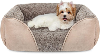 INVENHO Rectangle Washable Orthopedic Dog Bed for Small, Medium and Large Dogs, Soft Calming, Sleeping Puppy Bed Durable Pet Cuddler with Anti-Slip Bottom, S (20"X19"X6")22