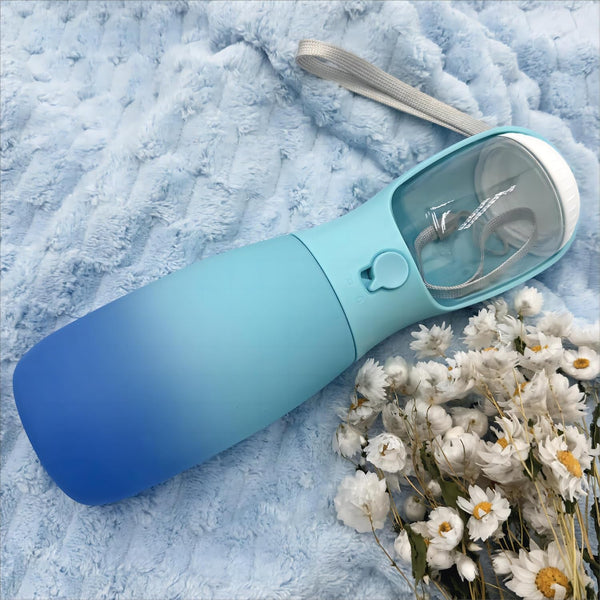 2-In-1 Dog Water Bottle Portable, Food Grade Travel Dog Bowls with Food Container, 19Oz Dog Water Bowl Dispenser, Hiking Essentials, Puppy Stuff Dogs Accessories Girl Boy (Blue)2