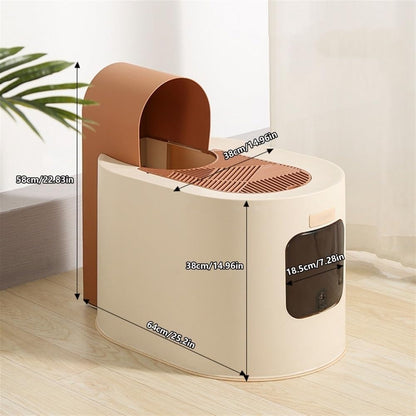 Pet Supplies, Large Hooded Cat Litter Box with Lid,Anti Splash & Easy Clean Tray(Brown)2