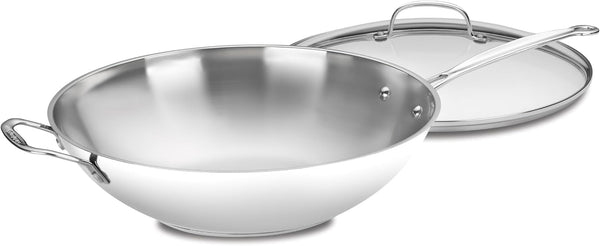 14-Inch Stir-Fry Pan, Helper Handle and Glass Cover, Chef'S Classic Stainless Steel, 726-38H1