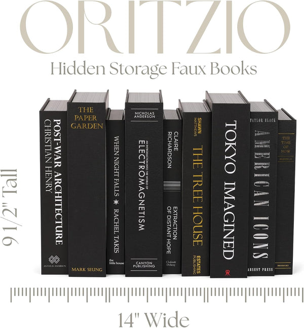 Oversized Set of 9 Faux Books with Hidden Storage (Black), Fashion Books, Coffee Table Accessory, Bookshelf Decor, Home Staging4