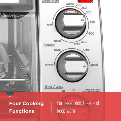 BLACK+DECKER™ Natural Convection 4-Slice Toaster Oven, Stainless Steel, Bake, Broil, Toast, Keep Warm Cooking Functions3
