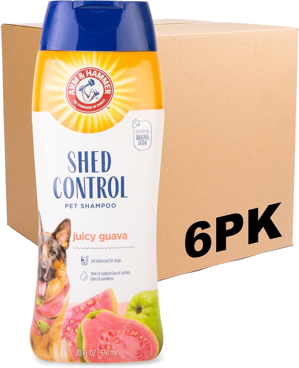 arm-hammer-for-pets-shed-control-shampoo-20oz-juicy-guava-scent-professional-quality-dog-shed-less-shampoo-de-shedding-dog-shampoo-free-of-sodium-lauryl-sulfate-parabens