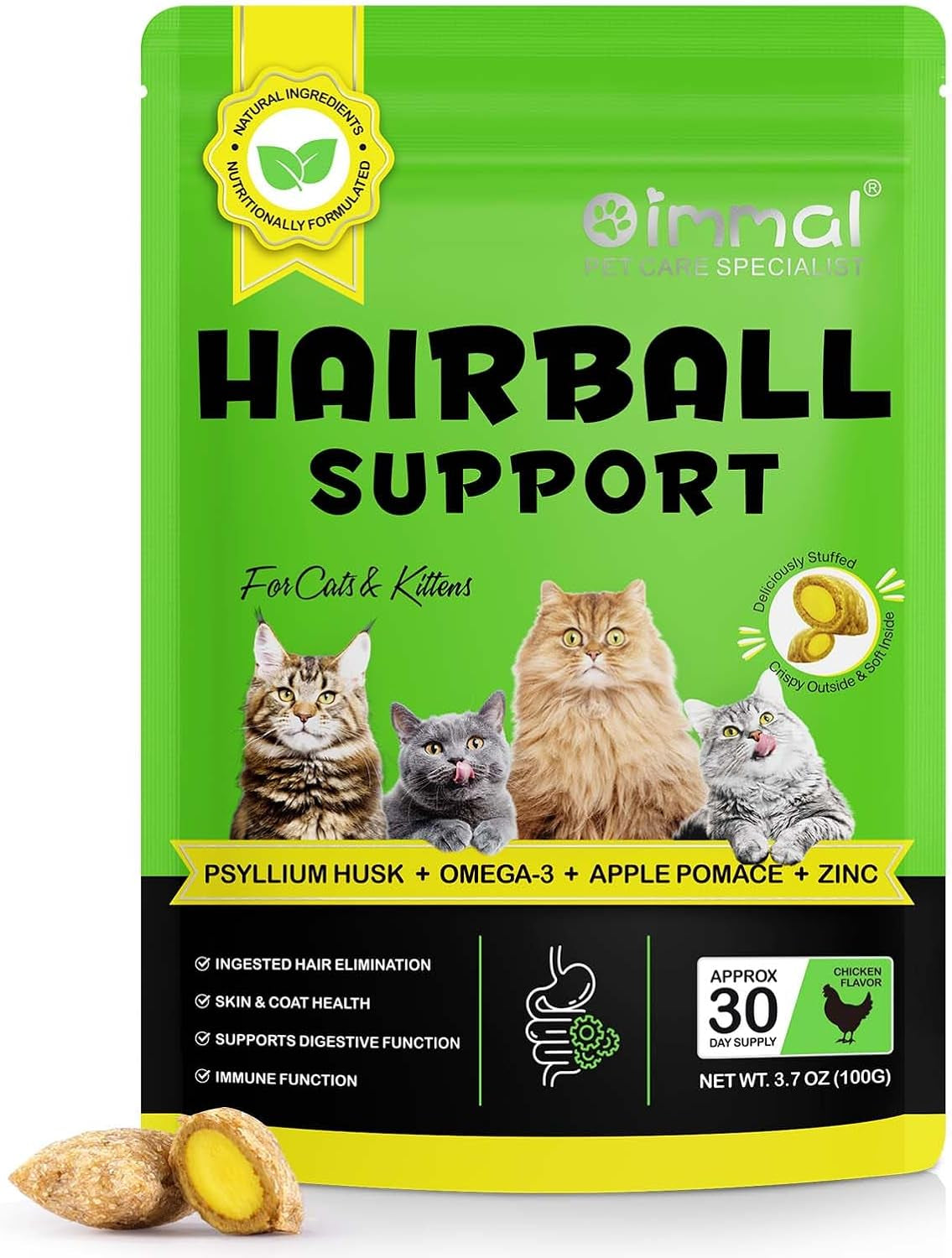 cat-hairball-support-crunchy-creamy-chews-omega-3-zinc-for-healthy-skin-coat-tasty-chicken-flavor-supports-skin-coat-digestion-30-day-supply