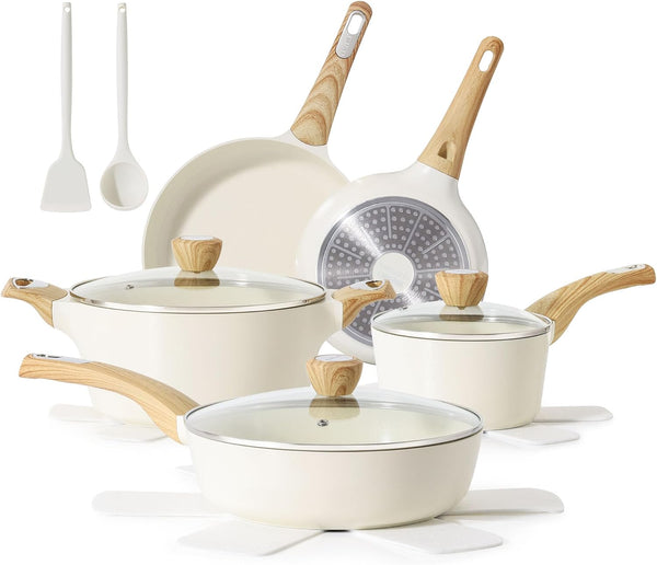 Ceramic Cookware Sets, Pots and Pans Set Non Stick, 14 Piece Induction Cookware, Non Toxic Healthy Non Stick Kitchen Cooking Set, with Frying Pans Set, PFAS PTFE PFOA PFOS Free1